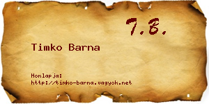 Timko Barna névjegykártya
